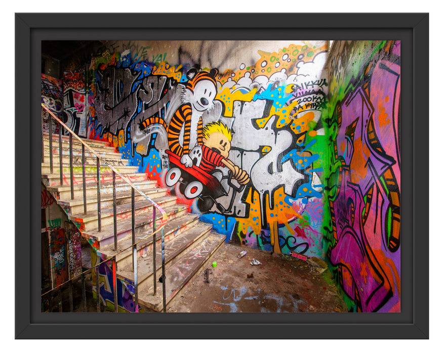 Pixxprint Coloured Streetart Graffiti, im Schwebe-Effekt Bilderrahmen Im Verkauf
