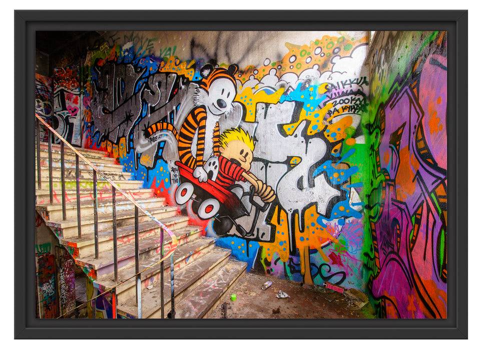 Pixxprint Coloured Streetart Graffiti, im Schwebe-Effekt Bilderrahmen Im Verkauf