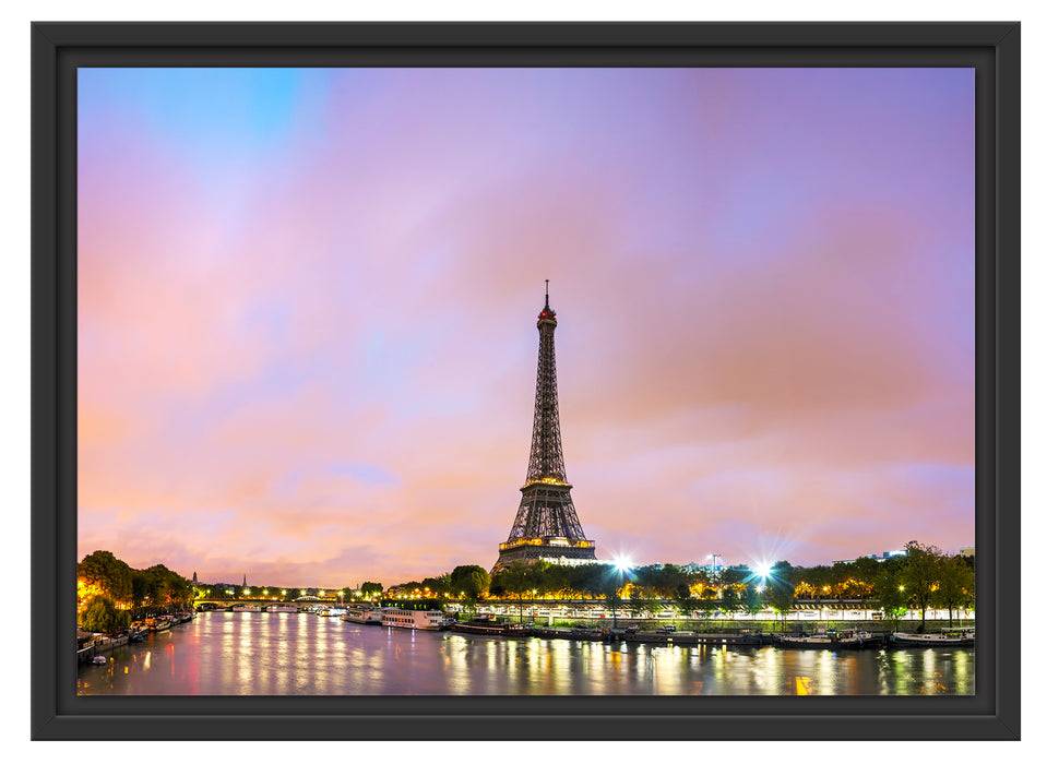 Pixxprint Eifelturm Paris bei Nacht, im Schwebe-Effekt Bilderrahmen Rabatte dieses Monats