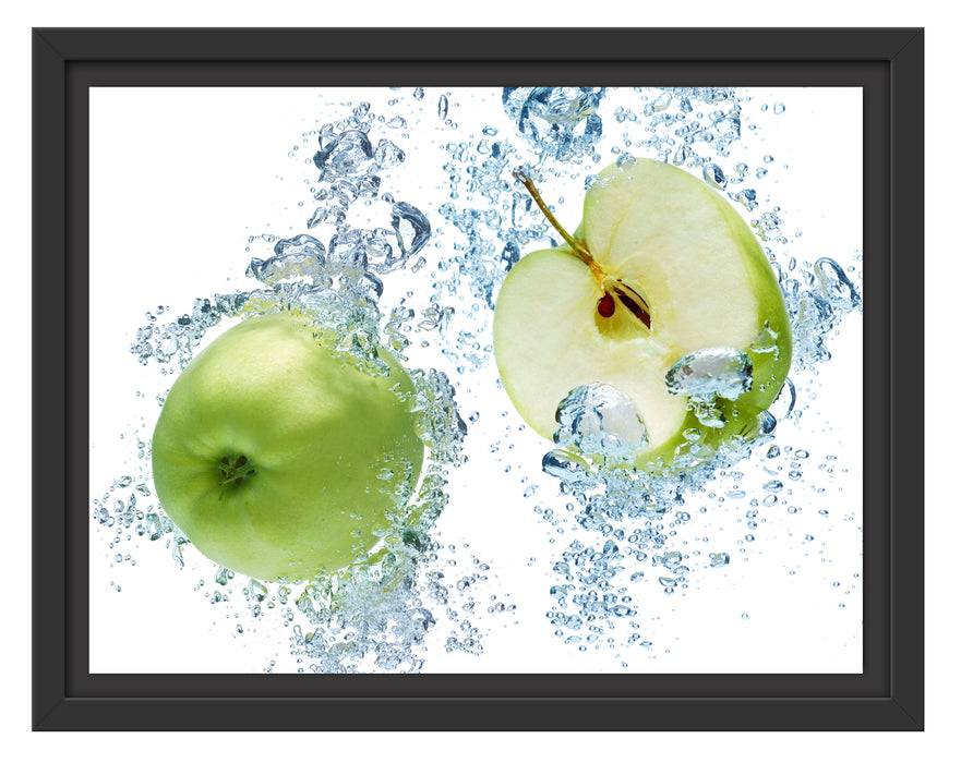 Pixxprint Frische Apfelscheiben im Wasser, im Schwebe-Effekt Bilderrahmen 2025