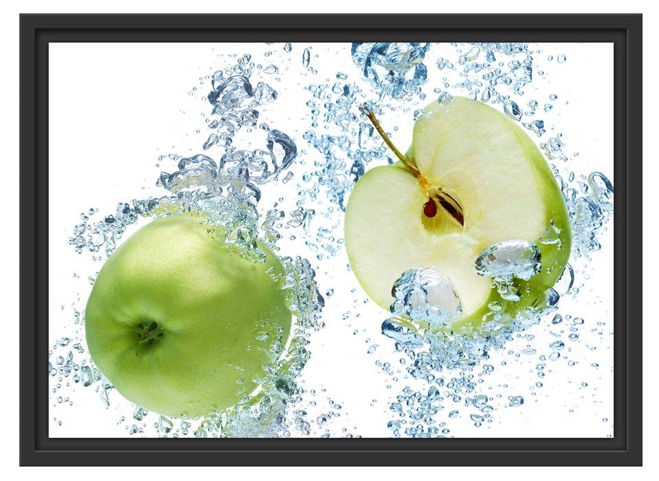 Pixxprint Frische Apfelscheiben im Wasser, im Schwebe-Effekt Bilderrahmen 2025