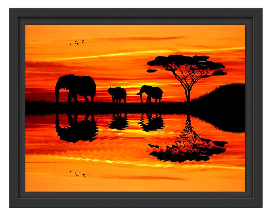 Pixxprint Afrika Elefant in Sonnenschein, im Schwebe-Effekt Bilderrahmen Angebote