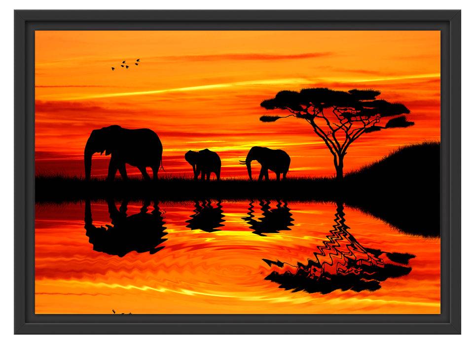 Pixxprint Afrika Elefant in Sonnenschein, im Schwebe-Effekt Bilderrahmen Angebote