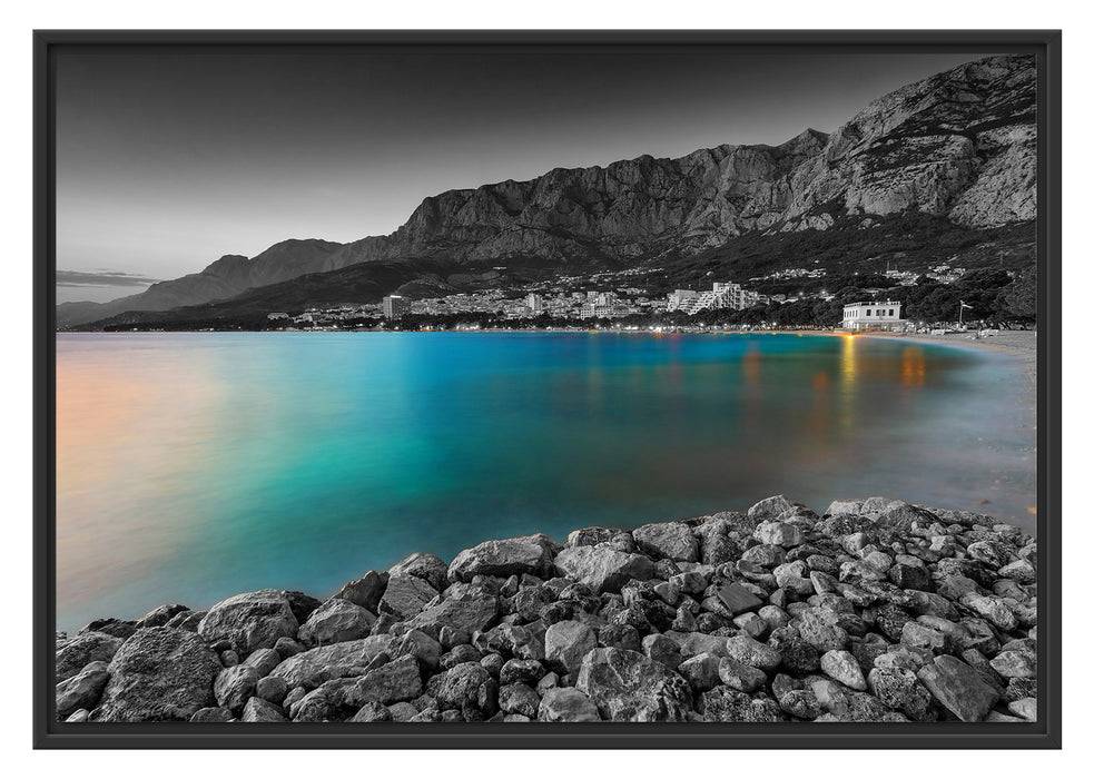 Pixxprint Strand in Makarska Kroatien, im Schwebe-Effekt Bilderrahmen Meist gekauft