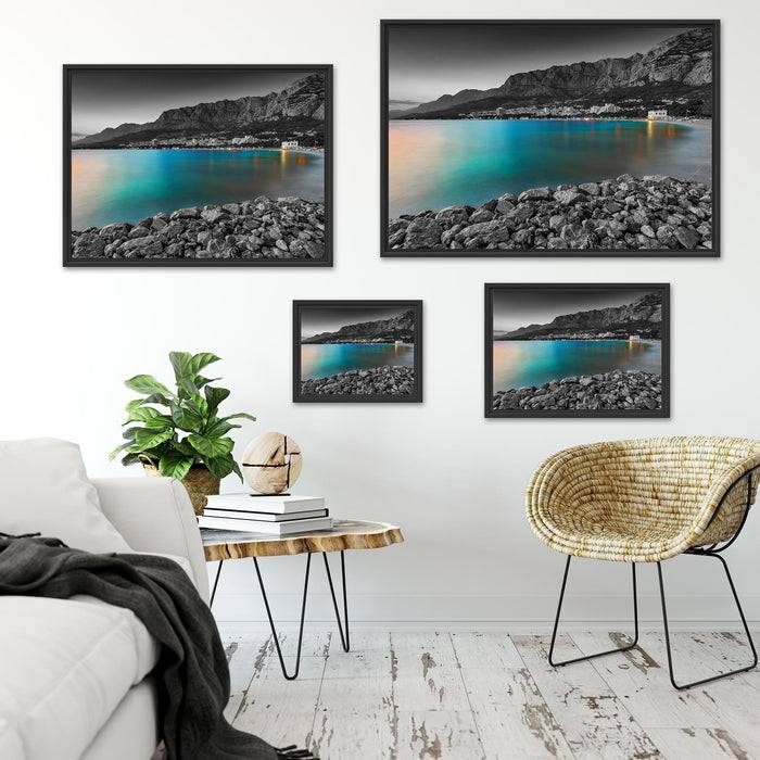 Pixxprint Strand in Makarska Kroatien, im Schwebe-Effekt Bilderrahmen Meist gekauft