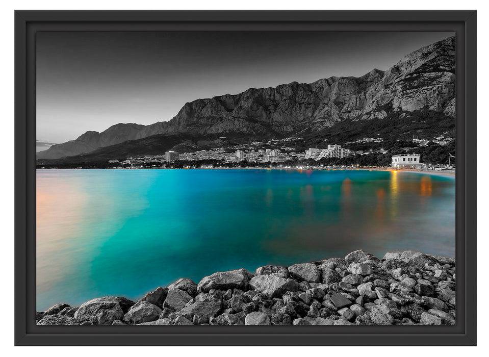 Pixxprint Strand in Makarska Kroatien, im Schwebe-Effekt Bilderrahmen Meist gekauft