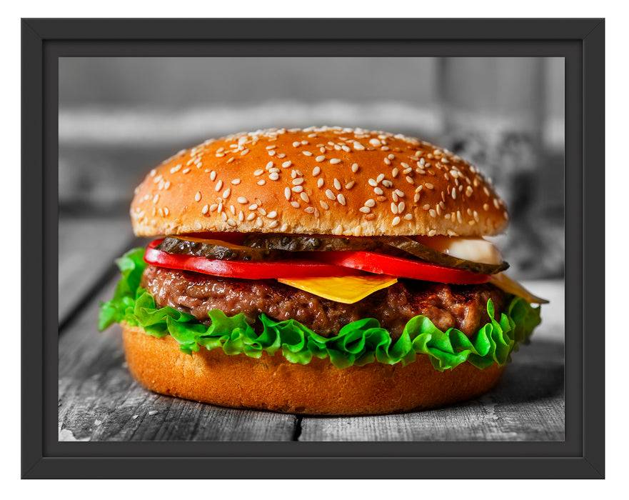 Pixxprint appetitlicher Cheeseburger, im Schwebe-Effekt Bilderrahmen Günstig kaufen
