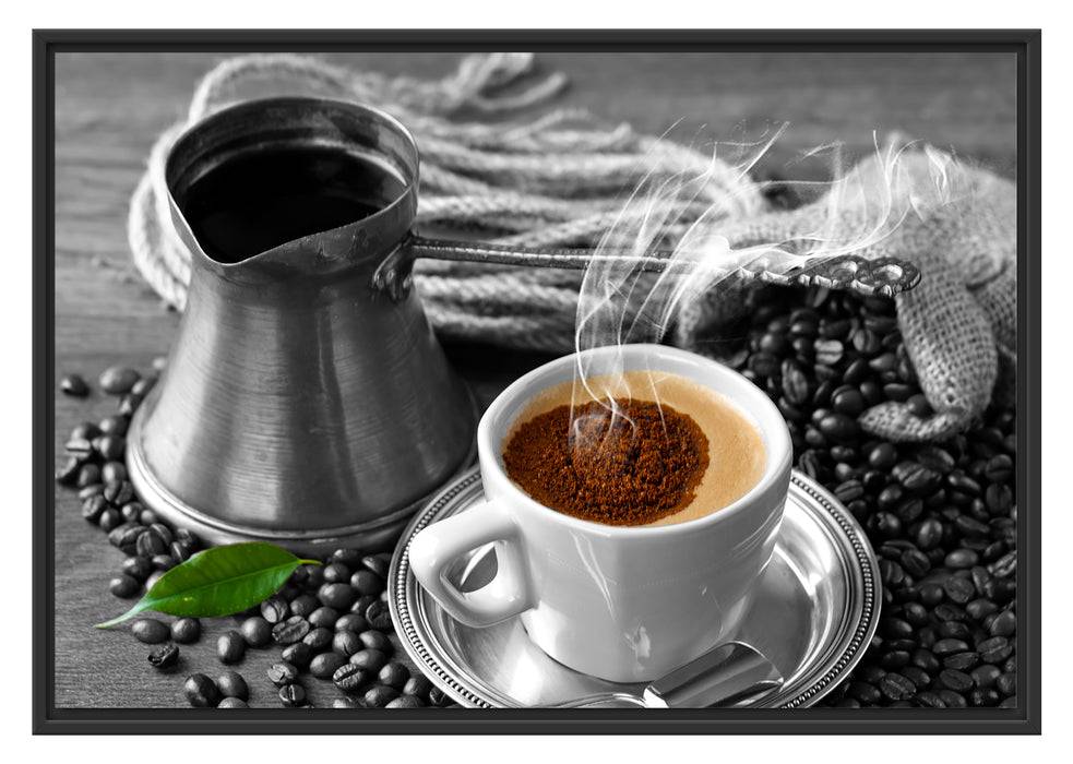 Pixxprint Kaffe mit Kännchen, im Schwebe-Effekt Bilderrahmen