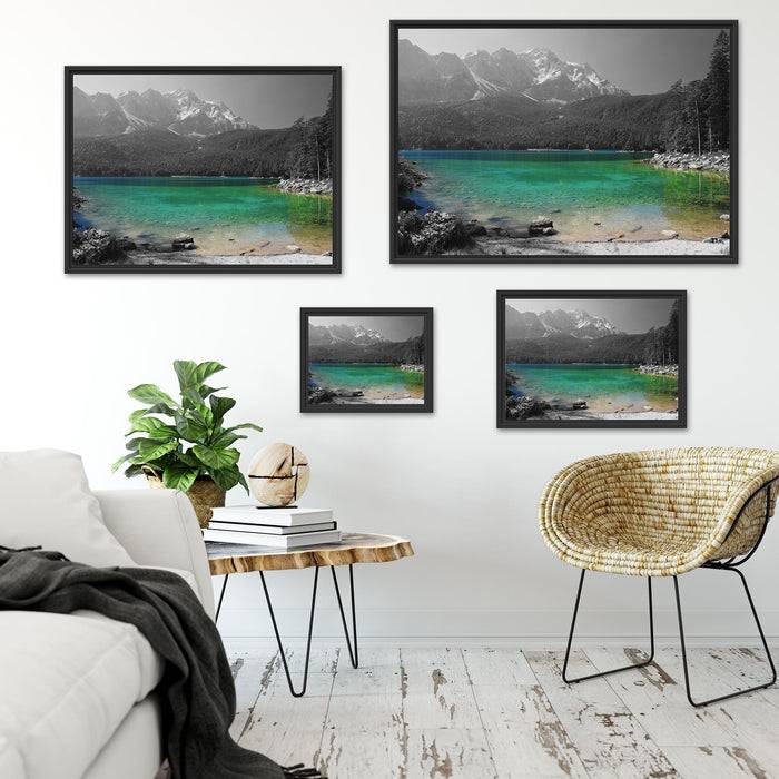 Pixxprint Eibsee vor der Zugspitze, im Schwebe-Effekt Bilderrahmen Begrenztes Angebot
