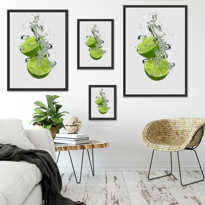 Pixxprint Leckere grüne Limetten im Wasser, im Schwebe-Effekt Bilderrahmen Online Shopping