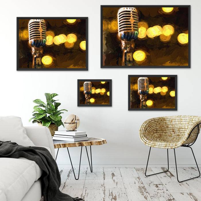 Pixxprint Mikrofon Rockabilly Retro, im Schwebe-Effekt Bilderrahmen Cyber Monday