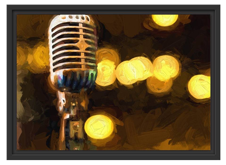 Pixxprint Mikrofon Rockabilly Retro, im Schwebe-Effekt Bilderrahmen Cyber Monday