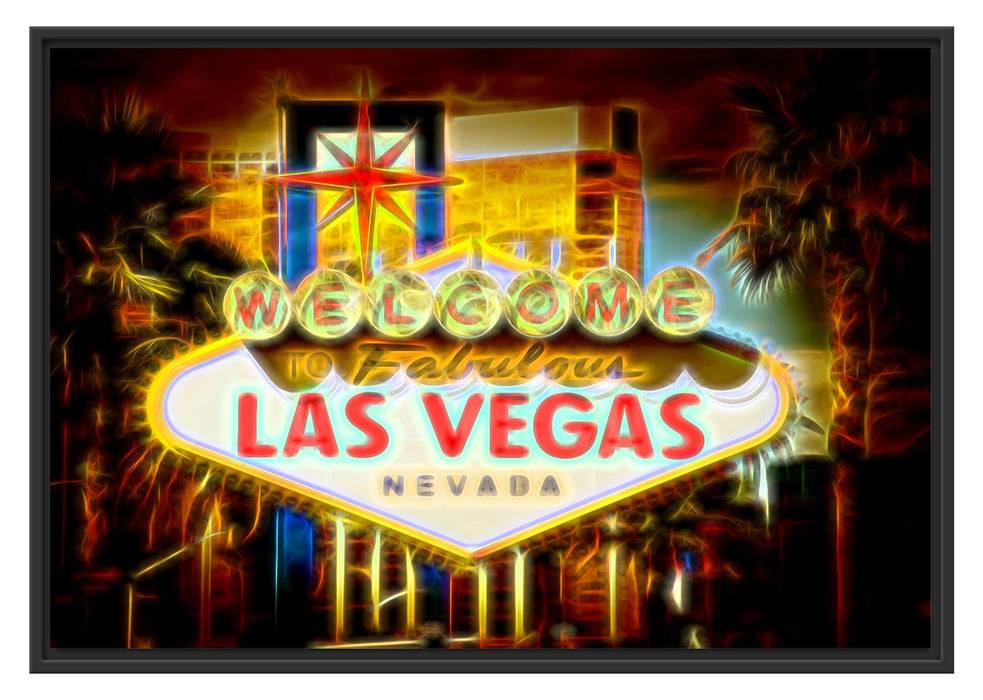 Pixxprint Ortseingangsschild Las Vegas, im Schwebe-Effekt Bilderrahmen