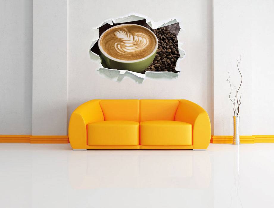Pixxprint Cappucino zwischen Kaffeebohnen, 3D Wandtattoo Top Angebot