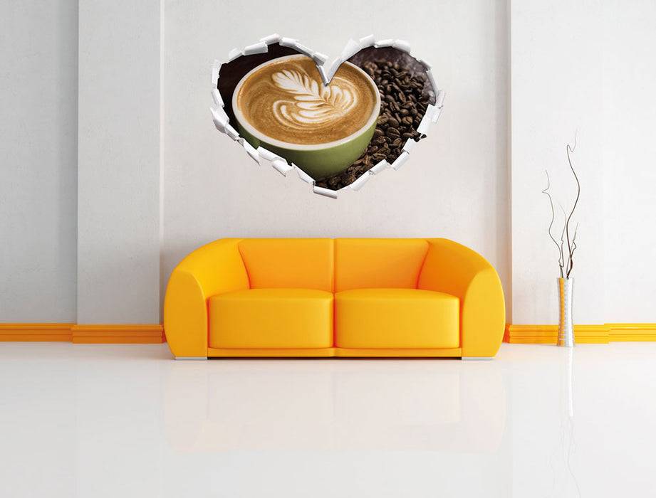 Pixxprint Cappucino zwischen Kaffeebohnen, 3D Wandtattoo Top Angebot