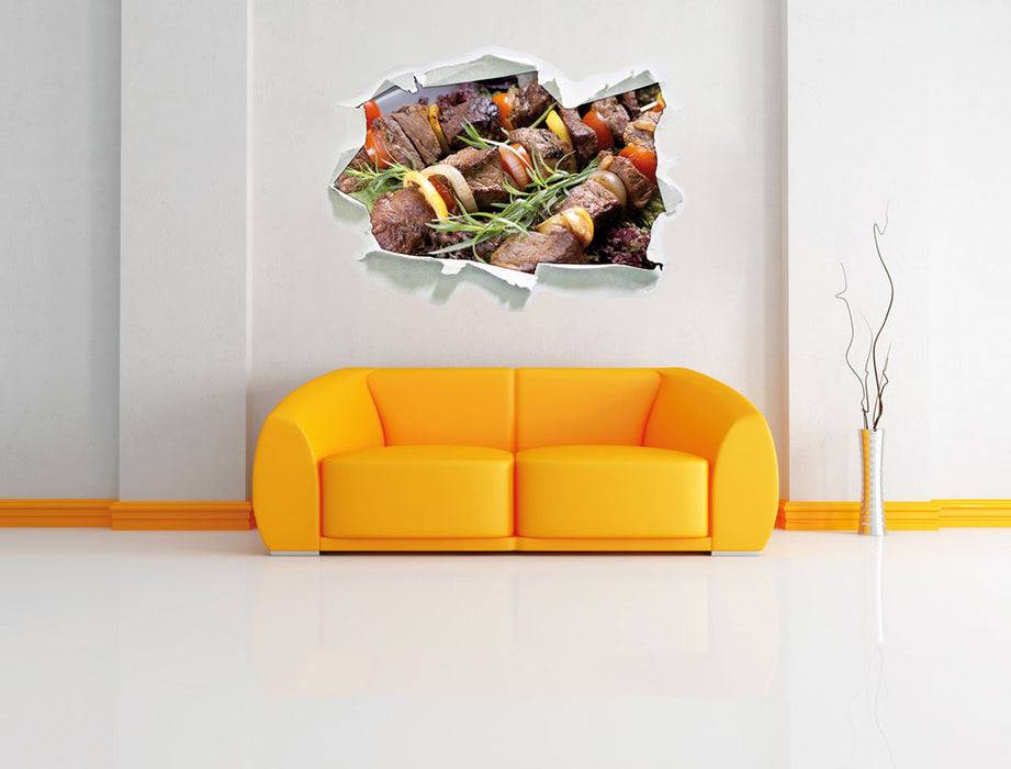 Pixxprint Leckerer Schaschlik Fleischspieß, 3D Wandtattoo Online Outlet