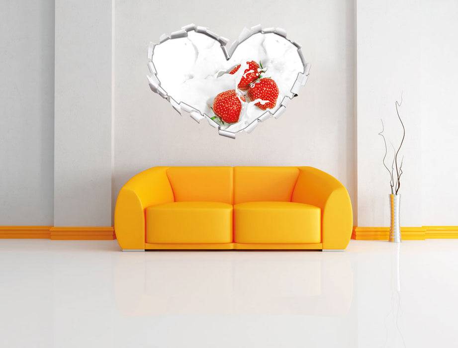 Pixxprint Leckere Erdbeeren in Milch, 3D Wandtattoo Exklusive Angebote