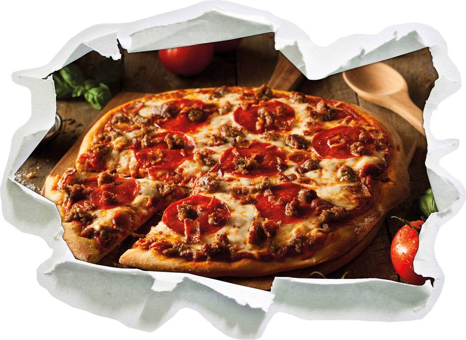 Pixxprint Pizza mit Salami und Tomaten, 3D Wandtattoo