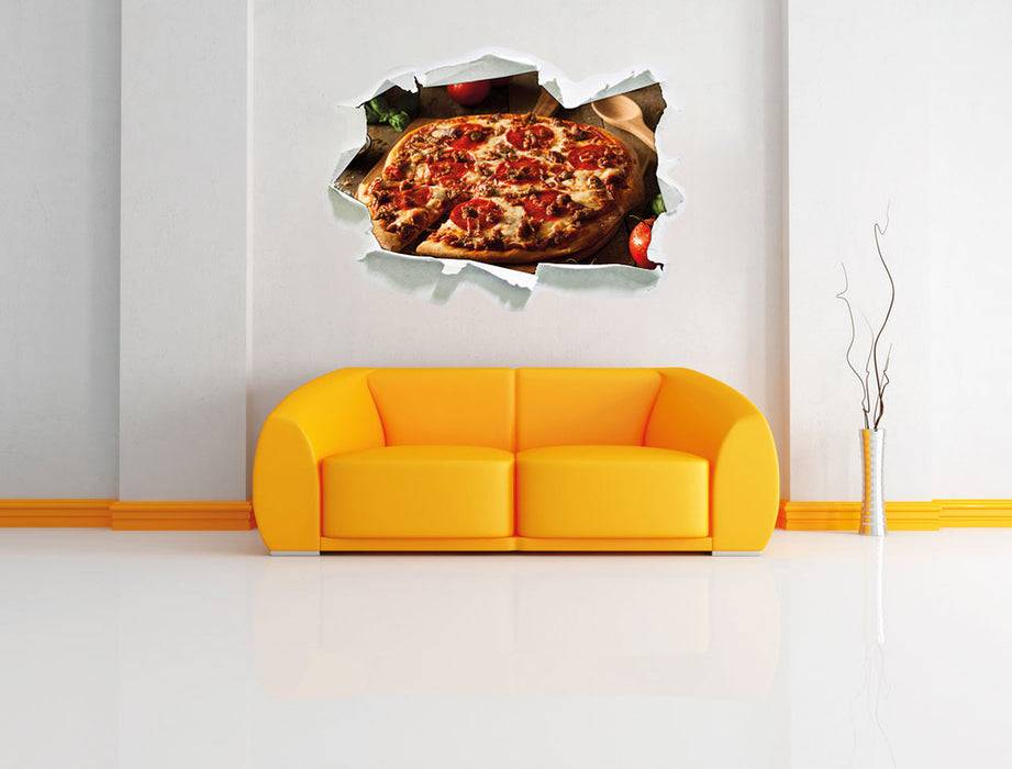 Pixxprint Pizza mit Salami und Tomaten, 3D Wandtattoo Blitzangebot