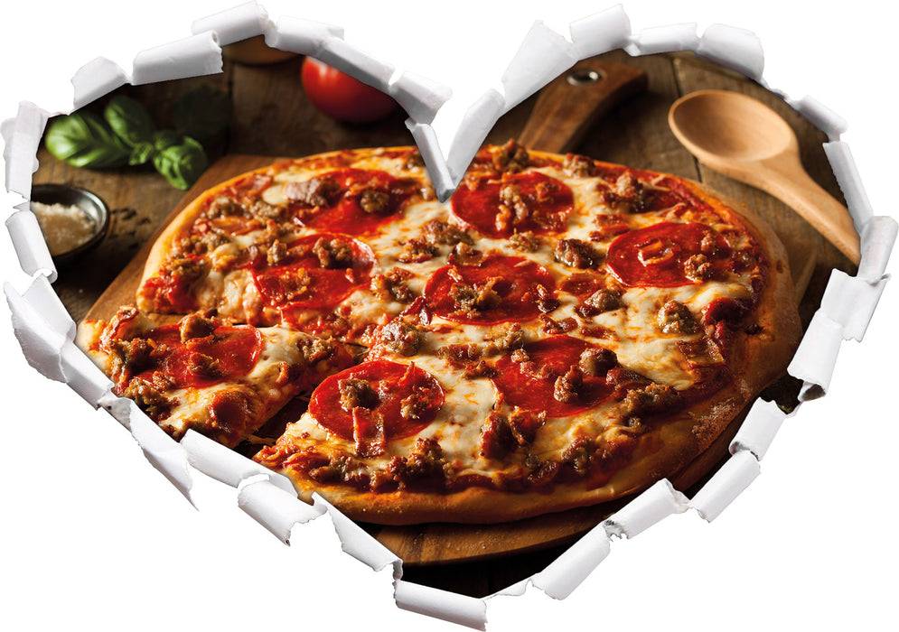 Pixxprint Pizza mit Salami und Tomaten, 3D Wandtattoo Blitzangebot