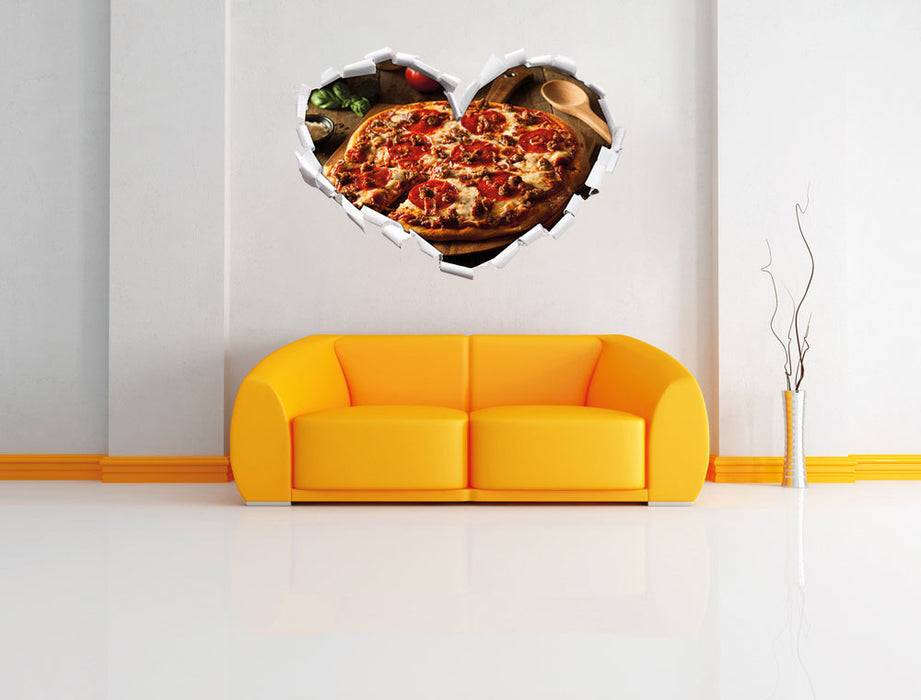 Pixxprint Pizza mit Salami und Tomaten, 3D Wandtattoo Blitzangebot