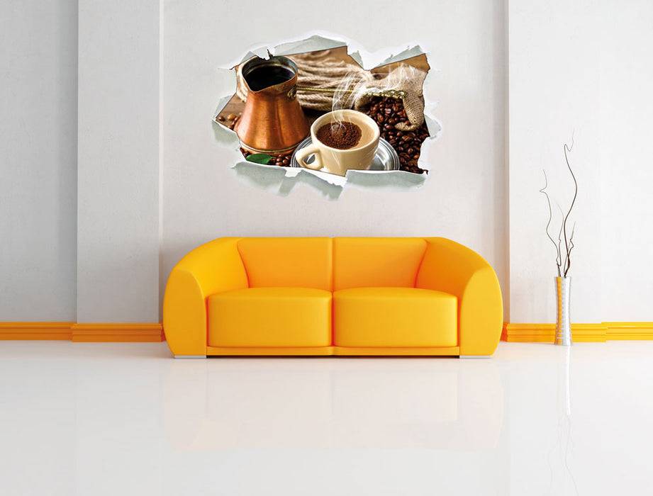 Pixxprint Frisch Kaffee mit Kaffeebohnen, 3D Wandtattoo Große Rabatte