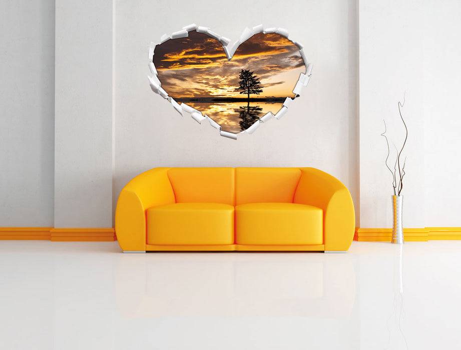 Pixxprint Einsamer Baum auf Insel, 3D Wandtattoo Räumungsverkauf