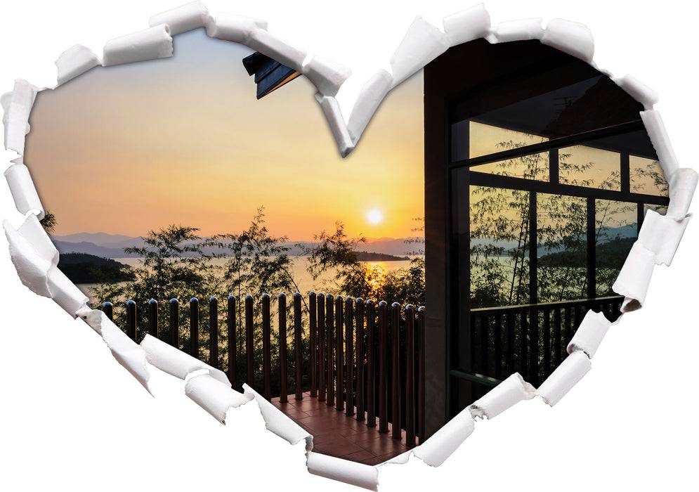 Pixxprint Haus am See bei Sonnenuntergang, 3D Wandtattoo Tägliche Deals