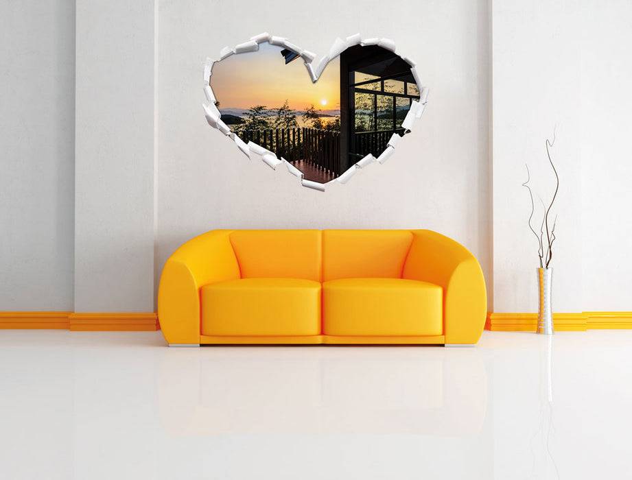 Pixxprint Haus am See bei Sonnenuntergang, 3D Wandtattoo Tägliche Deals