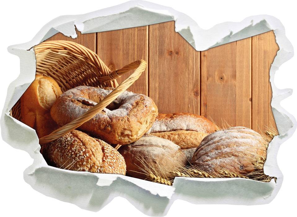 Pixxprint Korb mit leckerem frischen Brot, 3D Wandtattoo VIP-Rabatte