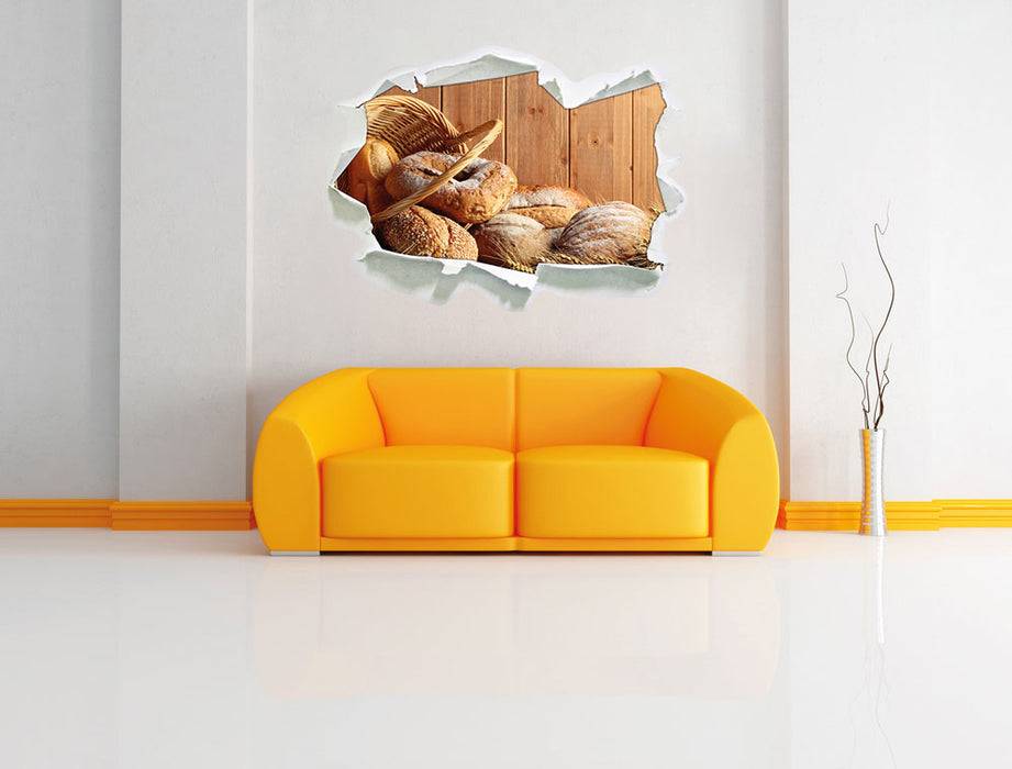 Pixxprint Korb mit leckerem frischen Brot, 3D Wandtattoo VIP-Rabatte