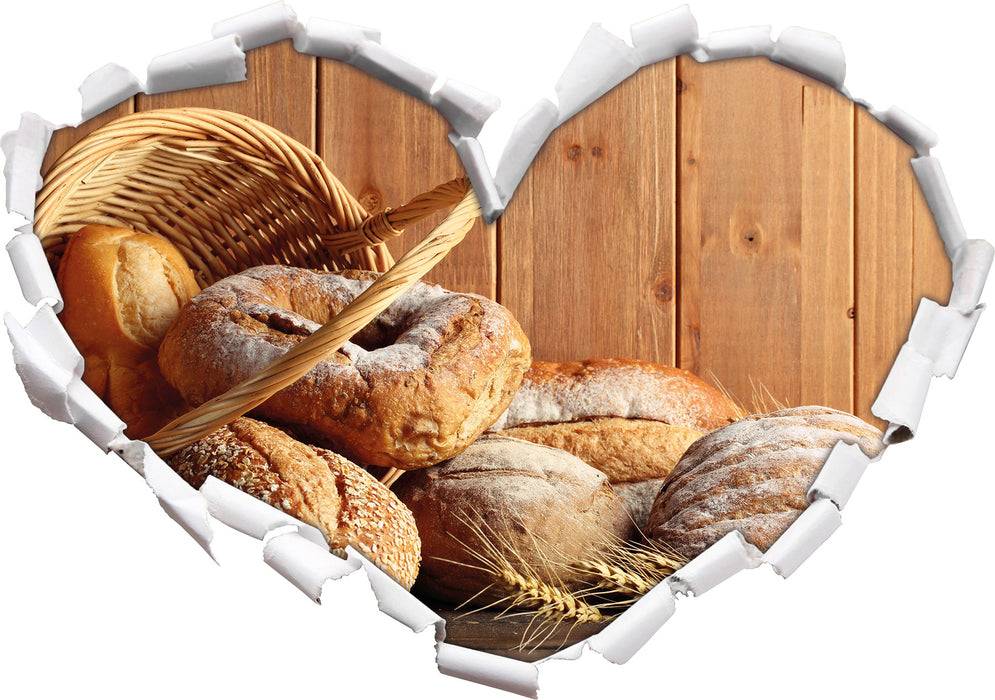 Pixxprint Korb mit leckerem frischen Brot, 3D Wandtattoo VIP-Rabatte