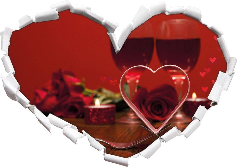 Pixxprint Romantisches Dinner mit Rosen, 3D Wandtattoo Begrenzte Freigabe