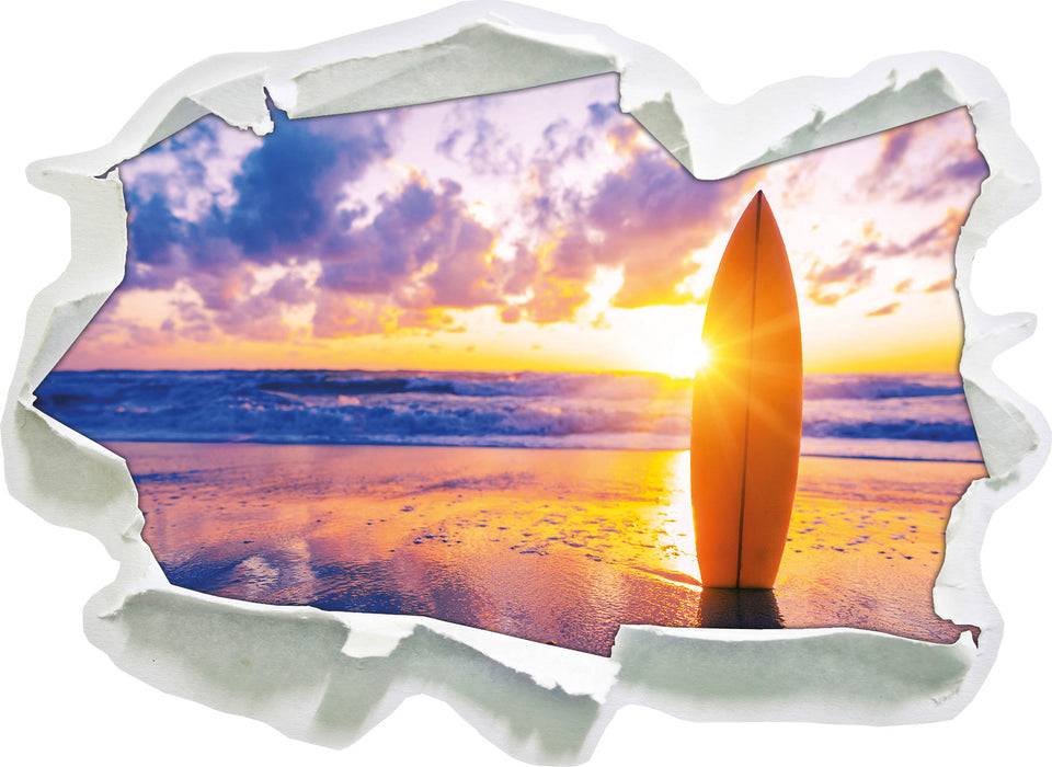 Pixxprint Surfbrett am Strand, 3D Wandtattoo Letzte 3 Tage
