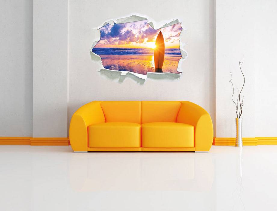 Pixxprint Surfbrett am Strand, 3D Wandtattoo Letzte 3 Tage