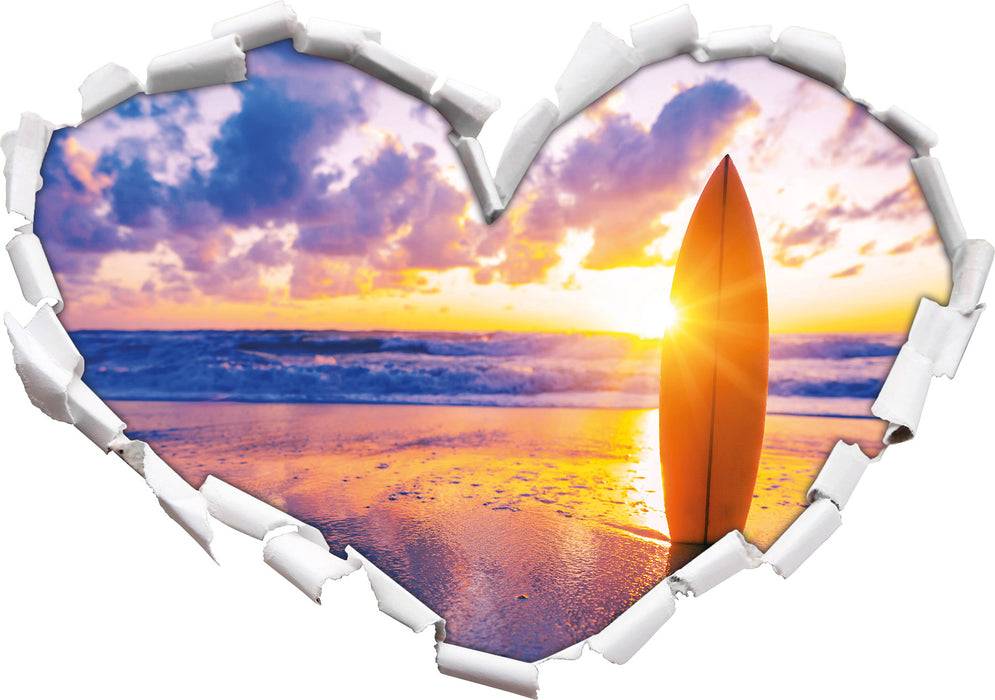 Pixxprint Surfbrett am Strand, 3D Wandtattoo Letzte 3 Tage