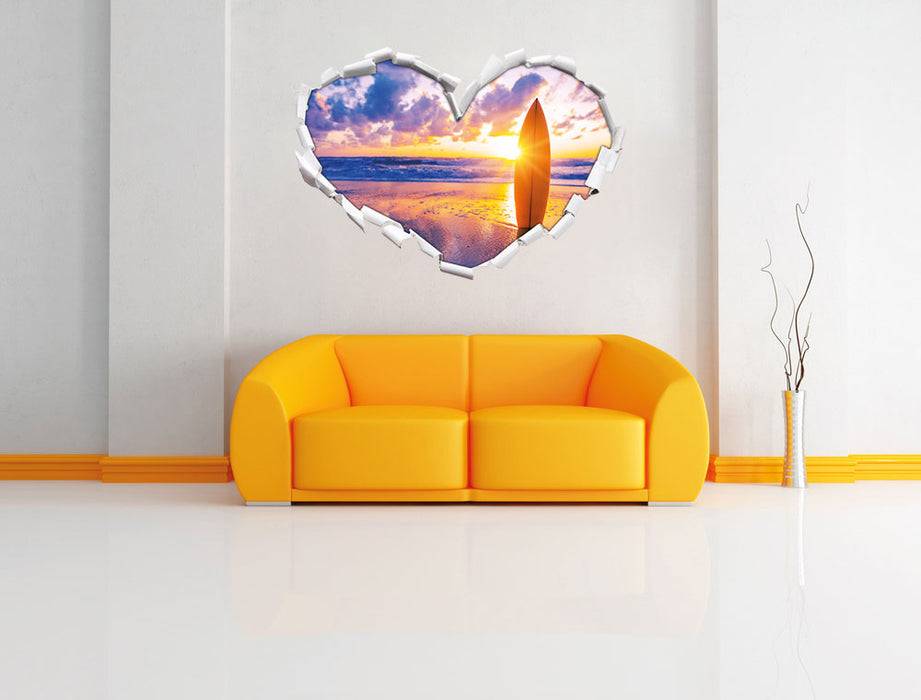 Pixxprint Surfbrett am Strand, 3D Wandtattoo Letzte 3 Tage