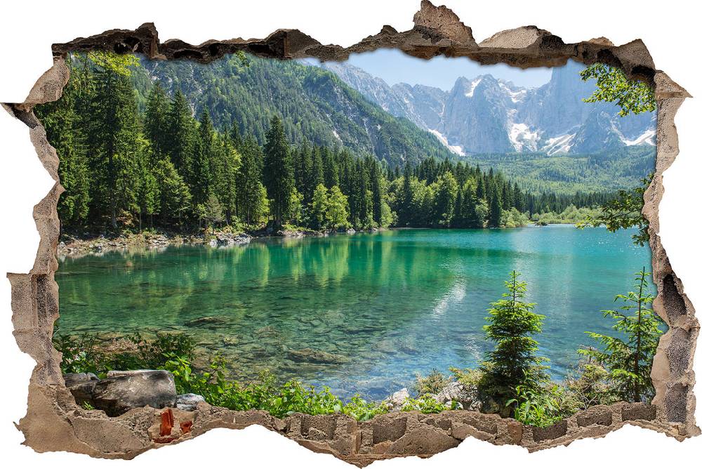 Pixxprint Wunderschöner See im Wald, 3D Wandtattoo
