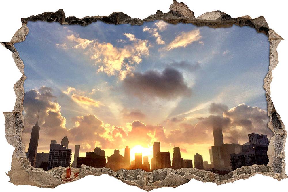 Pixxprint Chicago Skyline im Sonnenaufgang, 3D Wandtattoo