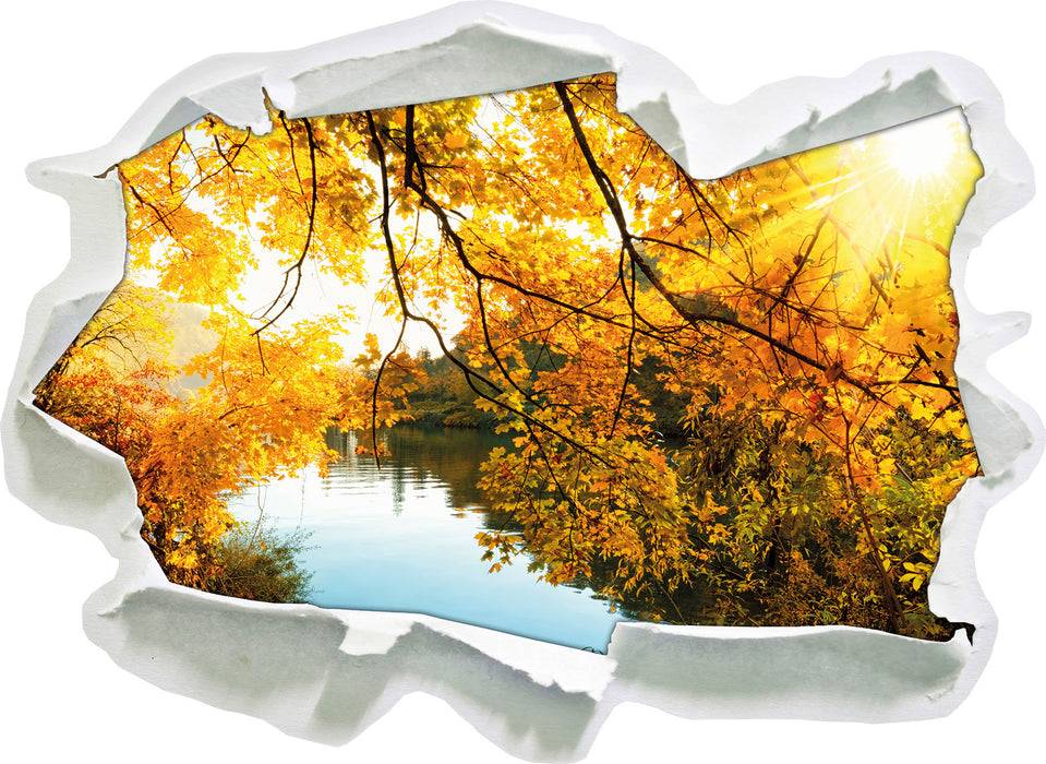 Pixxprint Landschaft mit See und Bäumen, 3D Wandtattoo