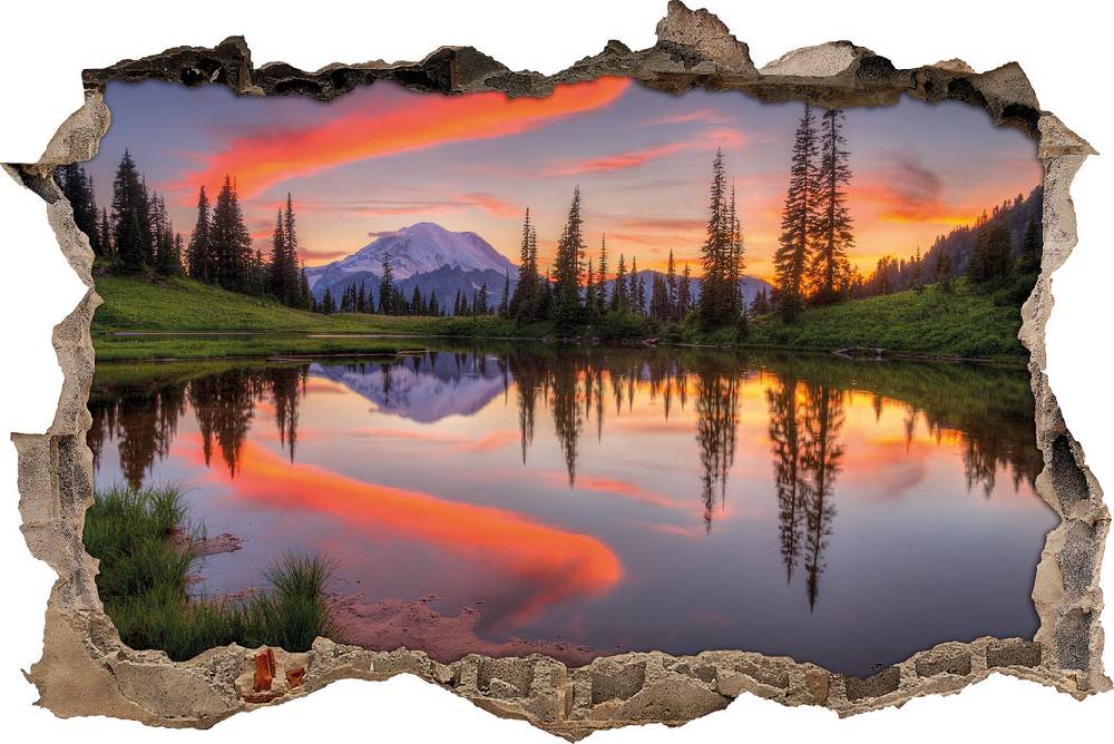 Pixxprint Sonnenaufgang Berglandschaft, 3D Wandtattoo