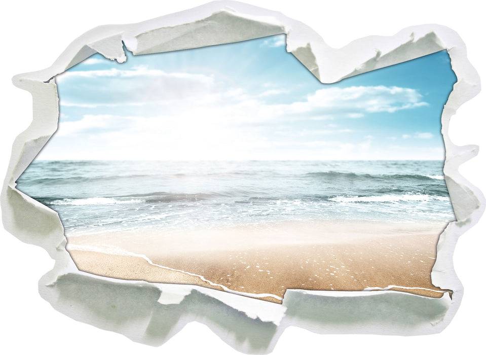 Pixxprint Wunderschöner weißer Sandstrand, 3D Wandtattoo Limitierter Zeitrabatt