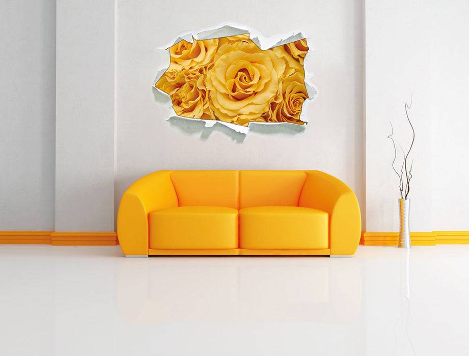 Pixxprint Wunderschöne gelbe Blüten, 3D Wandtattoo Sonderangebot