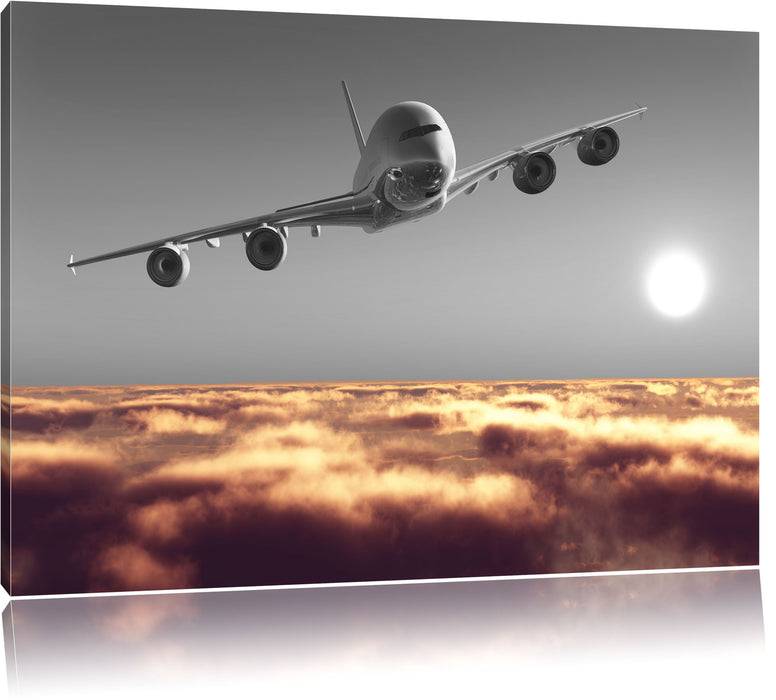 Pixxprint Flugzeug über Wolkenmeer, Leinwandbild