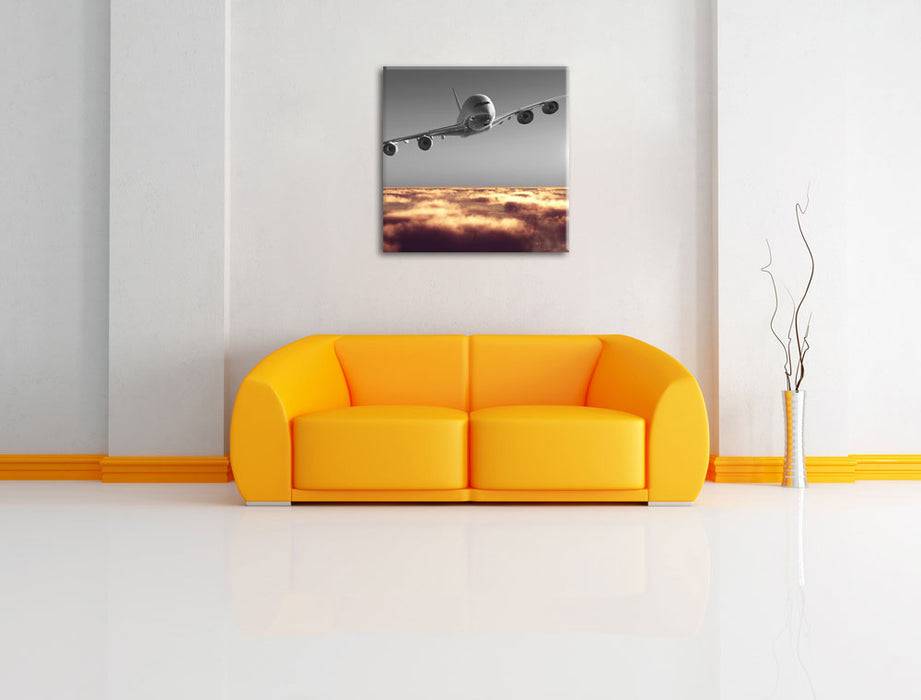 Pixxprint Flugzeug über Wolkenmeer, Leinwandbild Black Friday