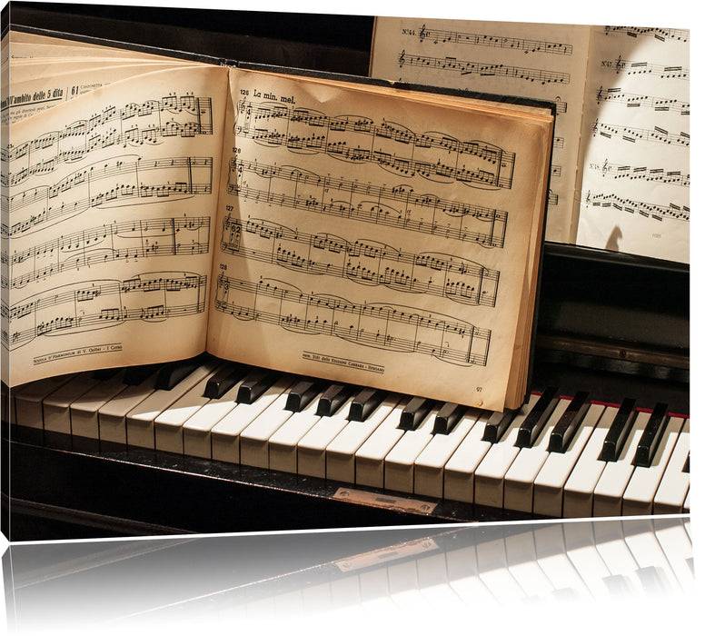 Pixxprint Klavier Noten Piano, Leinwandbild