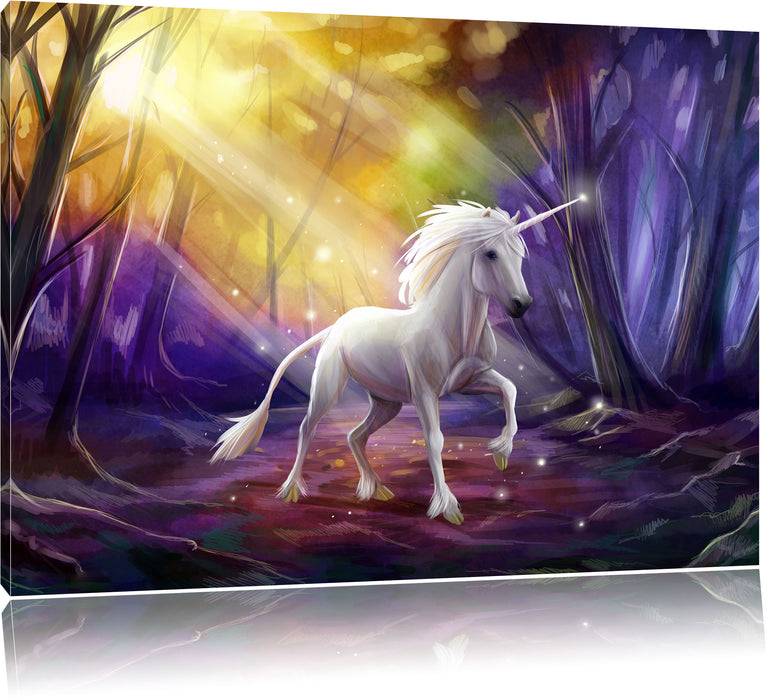 Pixxprint Einhorn im Märchenwald, Leinwandbild Heißer Verkauf