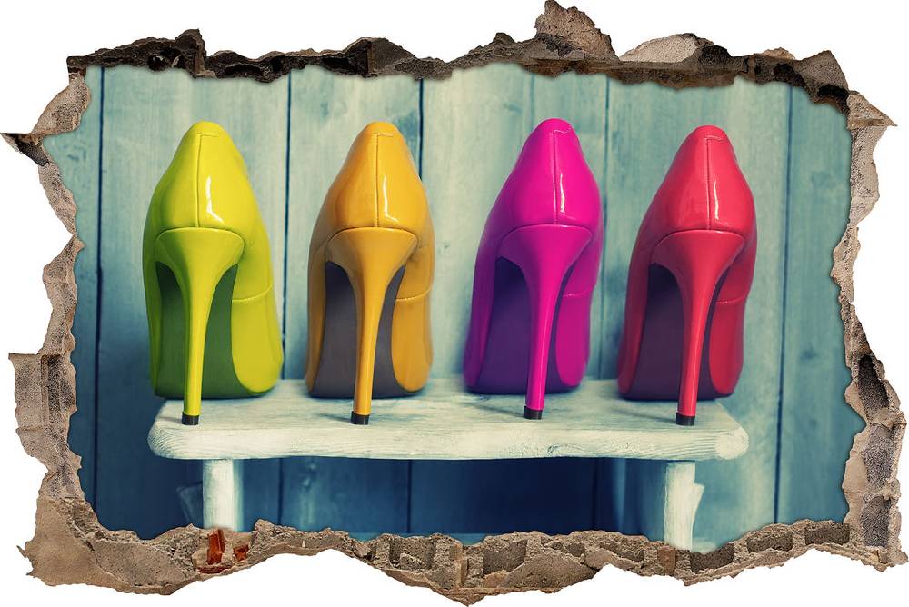 Pixxprint Bunte High Heels, 3D Wandtattoo Große Rabatte