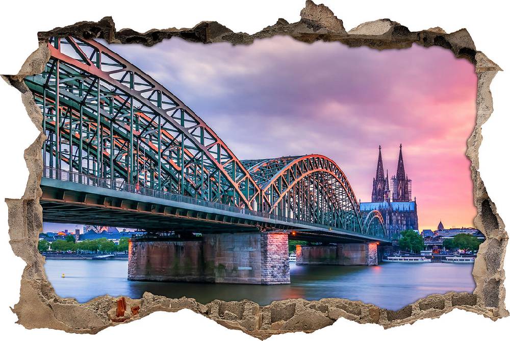 Pixxprint Hohenzollernbrücke in Köln, 3D Wandtattoo Kauf eins, bekomm eins gratis