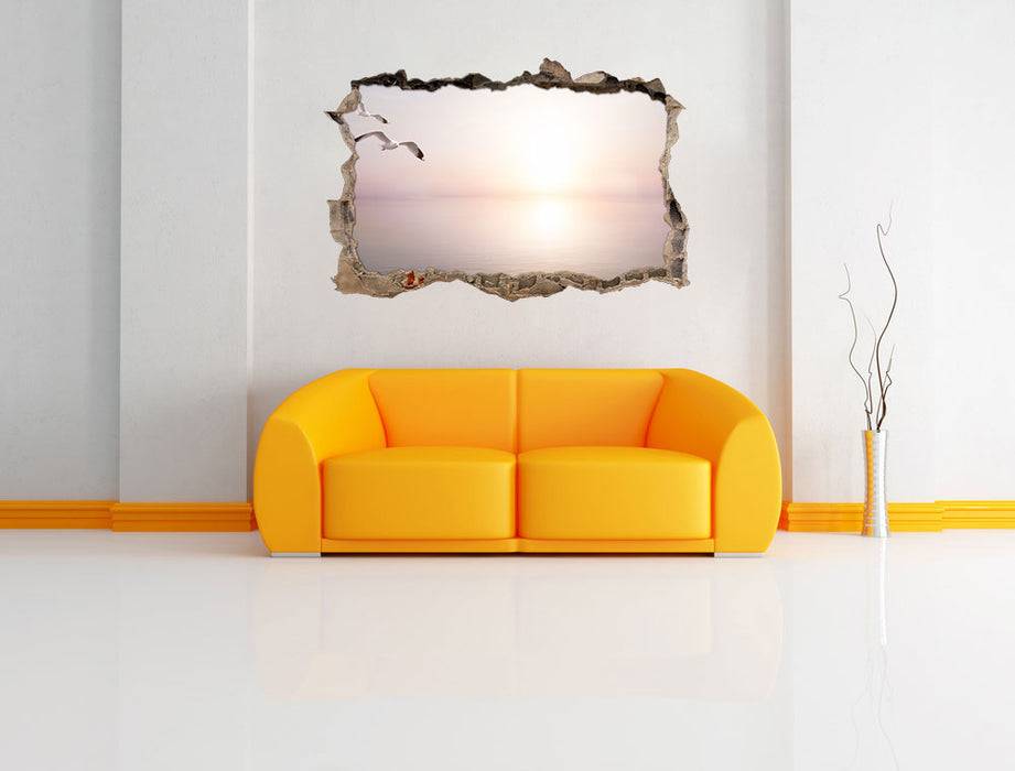 Pixxprint Möwen am Meer bei Sonnenaufgang, 3D Wandtattoo Letzte 3 Tage